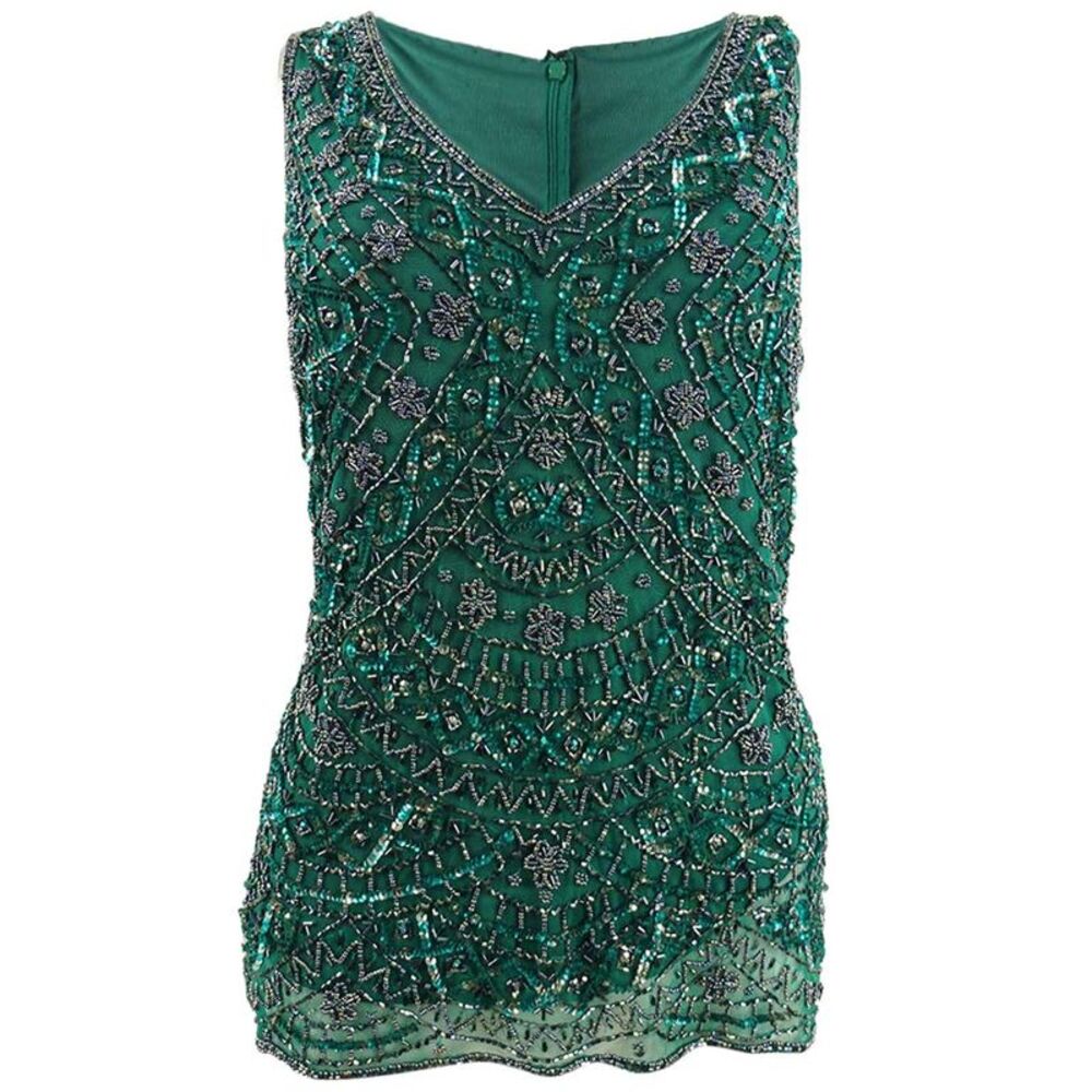 28th & Park Women's Beaded Embroidered Top - Hunter